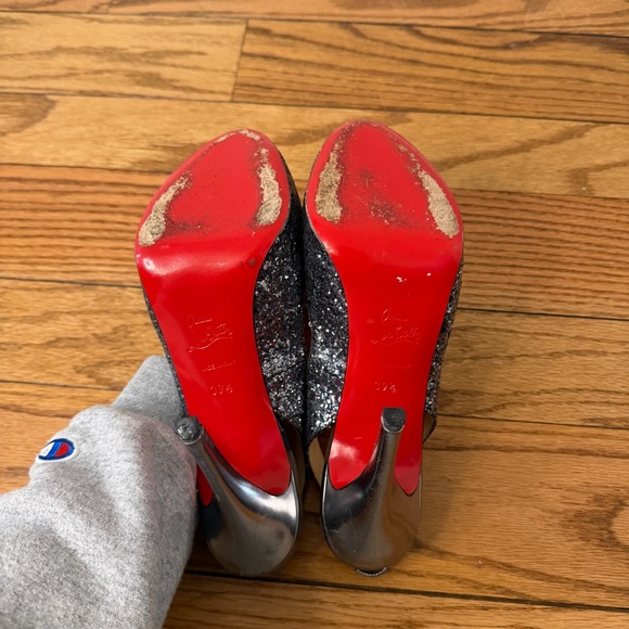 Christian Louboutin Anthracite glitter no Prive 120 sling back-Size 9 - Picture 7 of 7